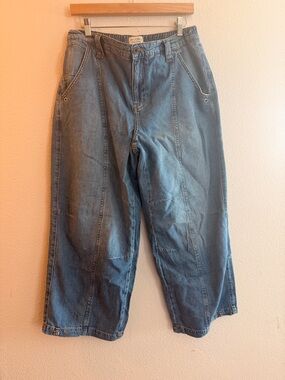 Pilcro Relaxed Wide-Leg Denim Jeans in Blue